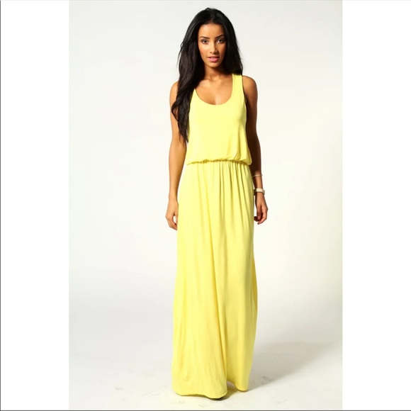 Boohoo Dresses & Skirts - BOOHOO | Yellow Racerback Maxi Dress